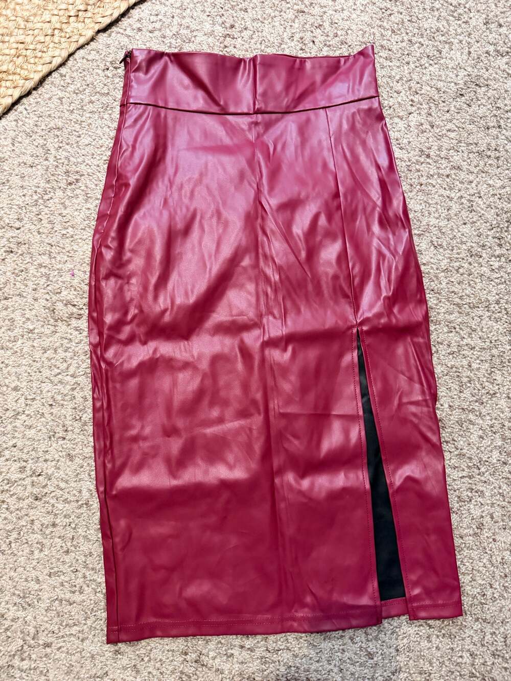 Shein burgundy, miniskirt, vegan leather slit 6 3690